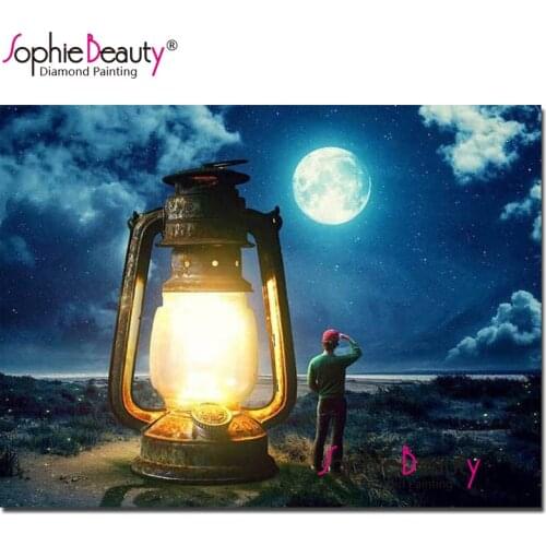 Sophie Beauty cross stitch moon diy diamond painting full rhinestone handcraft mosaic kit Allah lamp embroidery home arts 19114