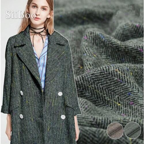France style green Herringbone 100% wool fabric apparel for coat multi color dot decor woolen tissu cloth tecidos telas SP5598