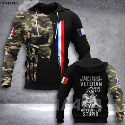 France Veteran God Of Weak Army 3D Printed Hoodie Man Female Zipper Pullover Sweatshirt Hooded Jersey Streetwear Tracksuits