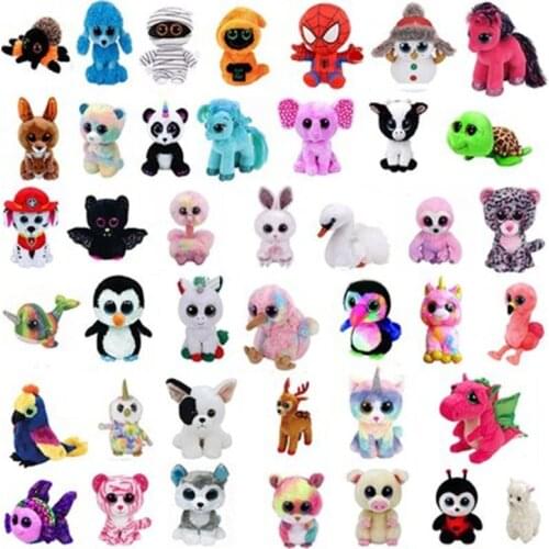 Ty Beanie Big Eyes Soft Stuffed Animal Unicorn Cat Dog Parrot Penguin Leopard Rabbit Owl Plush Dolls Toy Child Birthday Gift15CM