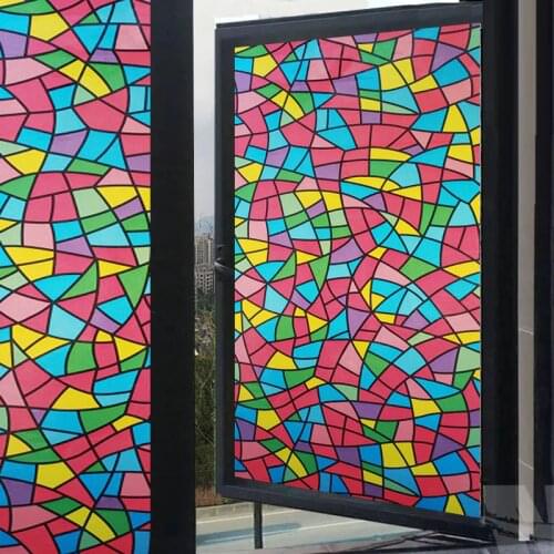Stained Glass Films Window Film Self adhesive Frosted Opaque Privacy Glass Window Films Church Tiffany Pattern Stickers