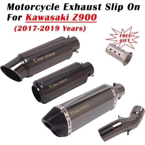 For Kawasaki Z900 2017 2018 2019 Motorcycle Exhaust Pipe Escape System Modify Middle Link Pipe Double Holes Muffler DB killer