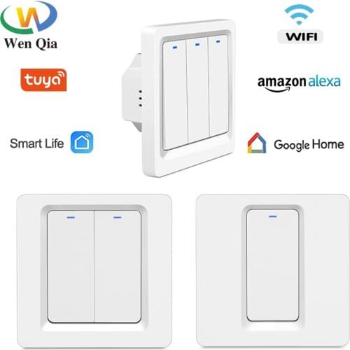 Wifi Switch Tuya Smart Life App EU Wall Panel Push Button Switch Without Neutral or With Neutral Google Home Alexa Voice Control