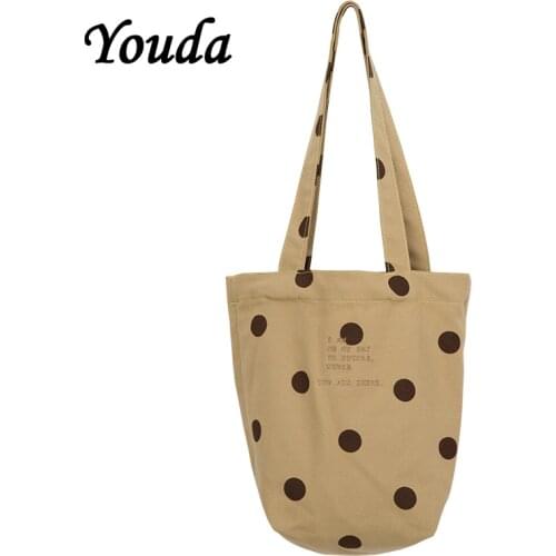 Youda Original Canvas Design Women Shoulder Bags Classic Style Ladies Shopping Bags Casual Handbag For Female Simple Girls Tote