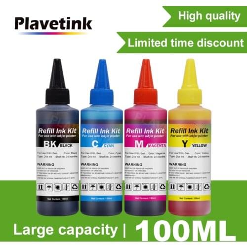 Plavetink 100ml Bottle Printer Dye Ink Refill 4 Color For Epson T1711 XP-103 XP-203 XP-207 XP-313 XP-413 Refillable Cartridges