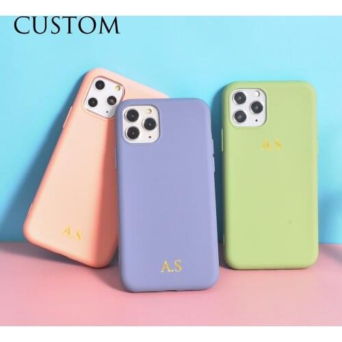 Customize Name Initials for iphone 12 Mini 11 Pro Max 8 Plus SE 2020 Protective Phone Case Couples Gift 10 X XS XR 6 6S 7 Funda
