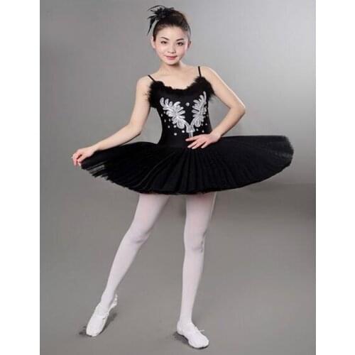 White/Black Diamond Swan Lake Ballet Costume Girls 6 Layers Ballet Costumes For Women Classical Adults Ballerina Dress For Dance