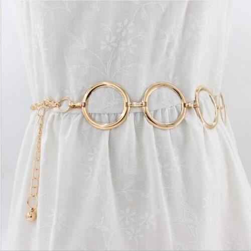 New Fashion Metal Waist Chain Belt Women Circle Metal String Belts For Ladies Dresses Decoration Gold Plated Chain Belt
