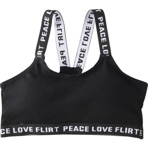 Letter Sports Cotton Bra For Women Fitness Running Yoga Top Push Up Bra Sports Tops Ladies Sportswear 9-18T