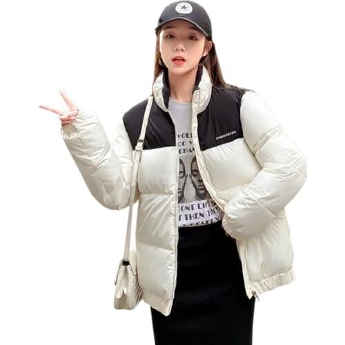 2021 Winter Jacket Casual Short Womens Parkas Stand Collar Cotton Padded Coats Thick Warm Outwear New Jackets Korean Female Top