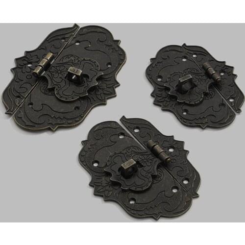 1 set 86*65mm antique vintage style Bronze Decorative Jewelry Gift Wooden Box Hasp Latch Hook DIY Dresser Box Toggle Latch