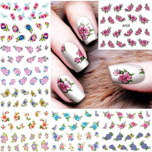 12 sheets lot flower nail sticker water decals for nail art decorations manicure fake nails accessoires supplies tool A013-024