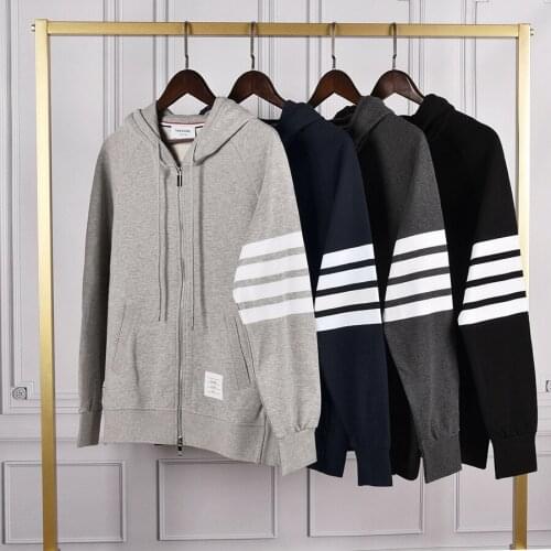 2021 Fashion Brand Striped hooded Cardigan Clothing Cotton Jacket Slim Men Sweatshirts Casual Hoodies Sportswear Coat