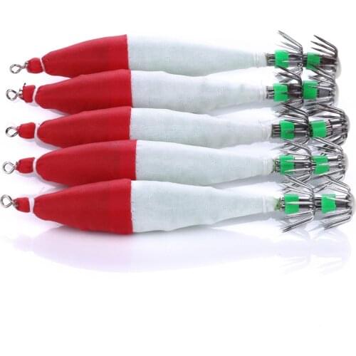 5Pcs Fishing Lures Hooks Luminous Squid Jig Hard Lure Luminous Fishing Tackle Artificial Lure Noctilucent Bait