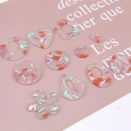 6pcs Heart-shaped Round Earrings for Women Material Diy Jewelry Accessories New Sweet Ice Cream Flowers Design Hot-sales