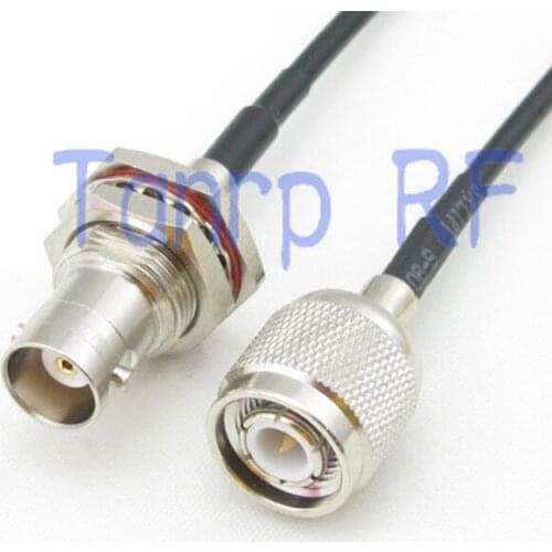 6in TNC male plug to BNC female with nut bulkhead RF connector adapter 15CM Pigtail coaxial jumper cable RG174 extension cord