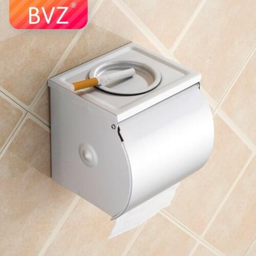 BVZ Aluminum Bathroom Paper Holder With Ashtray Wall-mounted Tissue Canister Napkin holder Waterproof Toilet Paper Shelf