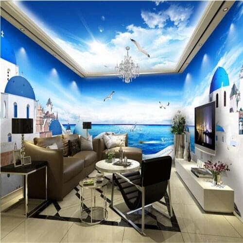 Beibehang Copyright blue sky white clouds photo wallpaper art painting living room bedroom TV backdrop large mural wall-paper