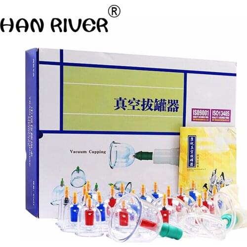 Free Shipping Chinese Vacuum Cupping Kit 24Pcs Cupping Cans Chinese Acupuncture Massage Suction Cup Health Massage