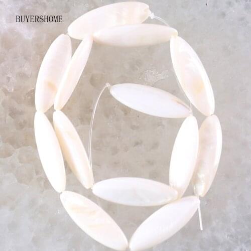 Free Shipping Fahion Jewelry 10X30MM White Mother Of Pearl Shell Loose Beads String 15" O102
