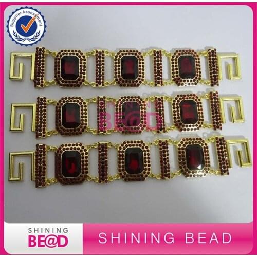 FREE SHIPPING! Siam Color Rhinestone Bikini Gold Connector,Customized Rhinestone Swimwear Bikini Connector For Swimwear