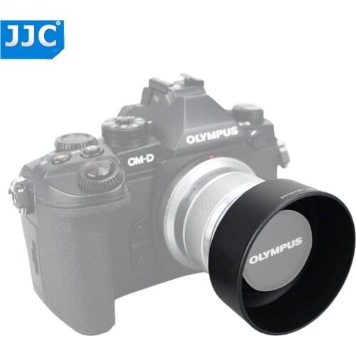 JJC LH-J40B Black Silver Pro Lens Hood Shade For Olympus M.ZUIKO DIGITAL 45mm 1:1.8 Lens Replaces Olympus LH-40B Lens Hood