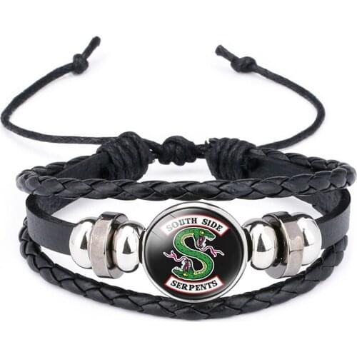 Movie Riverdale Jughead Jones Bracelet cosplay Costumes prop south side serpents Pattern Glass wristband Hand Chain