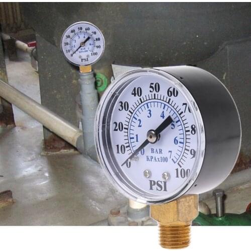 Well Pump Pressure Gauge 1/4'' NPT Thread 0-100 PSI 0-7 Bar Water Air Gas Pressure Monitor