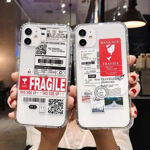For Iphone case xr 11 12 7 8 Plus X XR XS Max pro luxury fashion fragile label mobile phone case premium soft mobile phone case