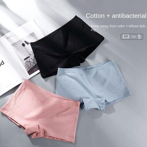 Womens Cotton Underwear Panties Sexy Solid Boxers Fashion Comfort Girl Boxers Mid Waist Seamless Underpants Female Lingerie