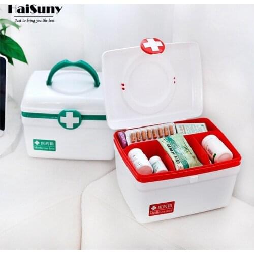 Double Layer First Aid Kit PP Storage Box Outdoor Camping Medical Box Portable Medicine Box First Aid Medical Supplies Container