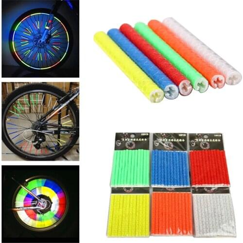 FIRECLUB 2 Sets 24 PCS Bicycle Reflective Stickers Cycling Reflector Tubes Mountain Bike Riding Wheel Light Warning Safety Light