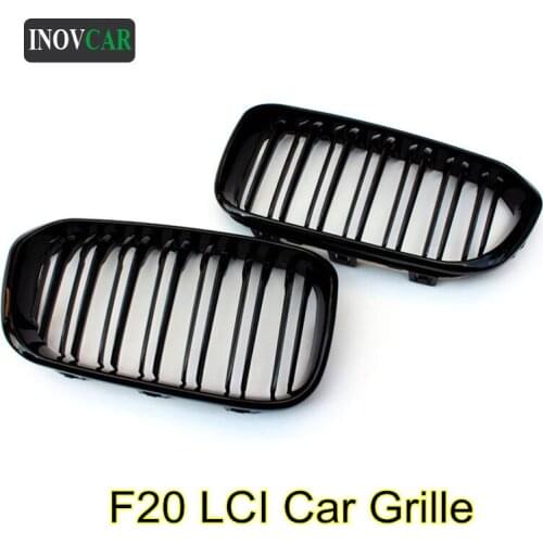 Glossy Black/ Matte Black Car Racing Grille For B M W 1 Series F20 LCI ABS Double Line Front Bumper Kidney Grill Grille 2015-IN