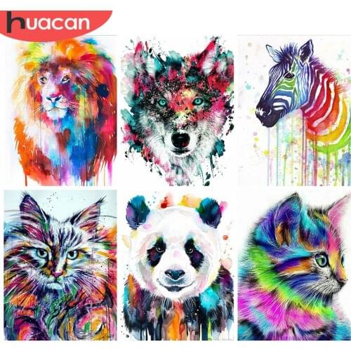 HUACAN Full Square Drill Diamond Painting 5d Lion Handicraft DIY Diamond Embroidery Animal Mosaic Wolf Home Decor Gift