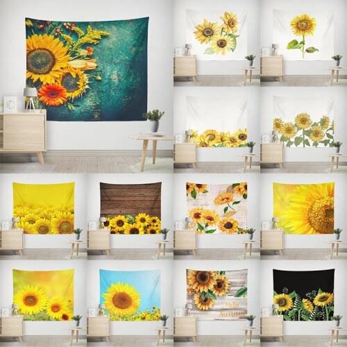 Farmhouse Sunflowers Tapestry Wall Hanging Floral Polyester Fabric Nordic Modern Simple Boho Home Decorative Tapestry Aesthetic