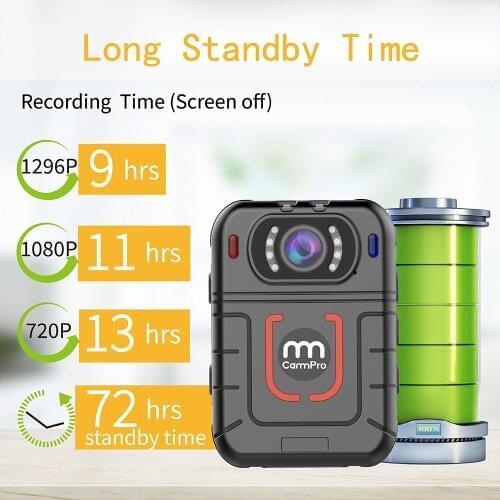 CammPro M831 HD 1296P Police Body Camera 64GB 13 Hours Recording Wearable Camera Night Vision Security Guard Personal Recorder