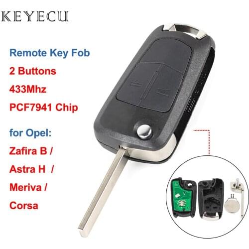 Keyecu for Opel Astra H Zafira B 2006 2007 2008 2009 2010 2011 2012 2013 Car Remote Key Fob 433MHz PCF7941 HU100 Blade 2 Button