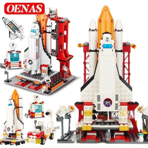 City Space Shuttle Aerospaceplane Rocket Launcher Center Model Building Blocks Set Astronaut Kids Toys For Boys Christmas Gift
