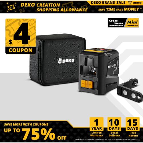 DEKO 2 Lines Laser Level Self-Leveling Horizontal&Vertical Cross-Line with Magnetic Bracket Green/Red Beam 650nm--DKLL02PR