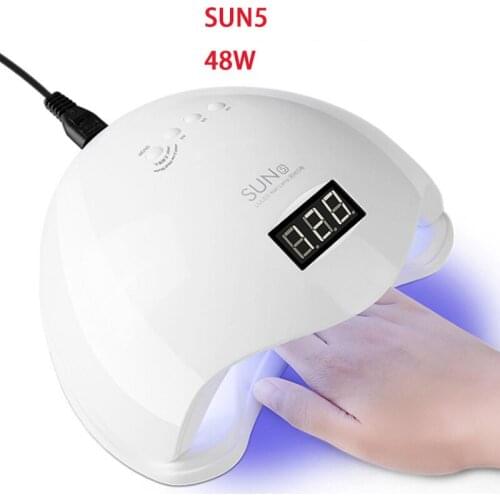 48W SUN5 UV Lamp LED Nail Lamp Nail Dryer For All Gels Polish Sun Light Infrared Sensing 10/30/60s Timer Smart For Manicure