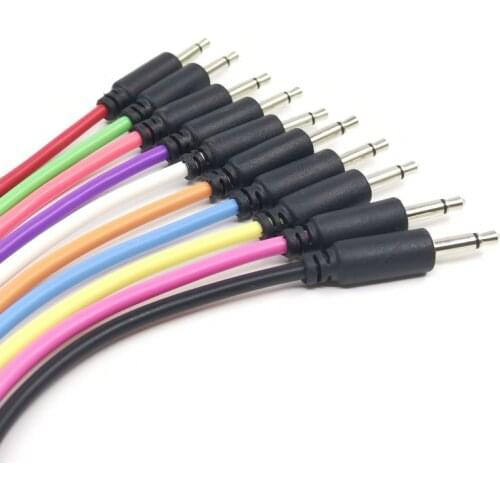 Mono Modular Cables - TS 3.5mm 1/8 inch - Black Jack - Path Synth Synthesizer Eurorack - 5 pcs 1 color - Orange