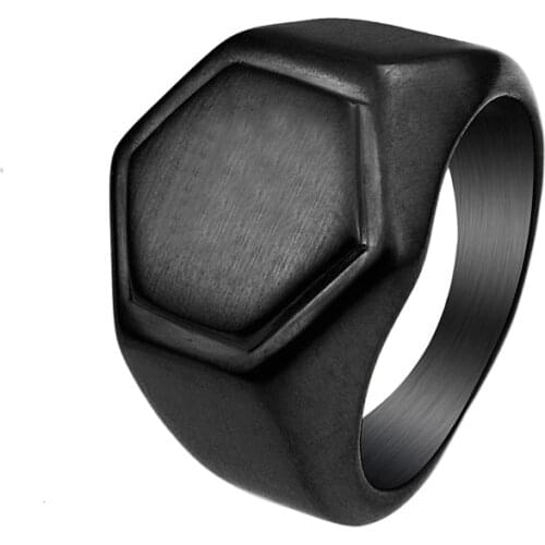 Valily Gold Color Mens Hexagon Ring Vintage Biker Geometic Ring Stainless steel Finger Rings Jewelry for Men Wholasale Price