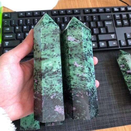 Natural rubys ziosite Crystal Quartz Wand Point Healing Stones for Aquarium DIY Crafts Making Ornaments
