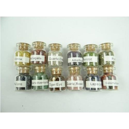 Natuursteen Quartz Crystal tiger eye Turquoises specimen 12 kleuren Glas bottelen for diy Jewelry making pendant geen gat