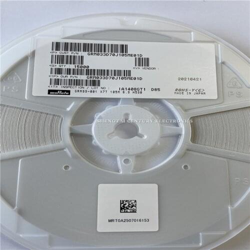 Novo Original GRM033D70J105ME01D X7T 0201 105M 6.3V 1UF 15000PCS