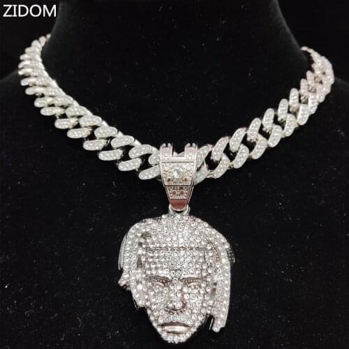 Men Women Hip Hop Iced Out Bling XXXtentacion Rapper Pendant Necklace with 13mm Cuban Chain HipHop Necklaces Fashion Jewelry