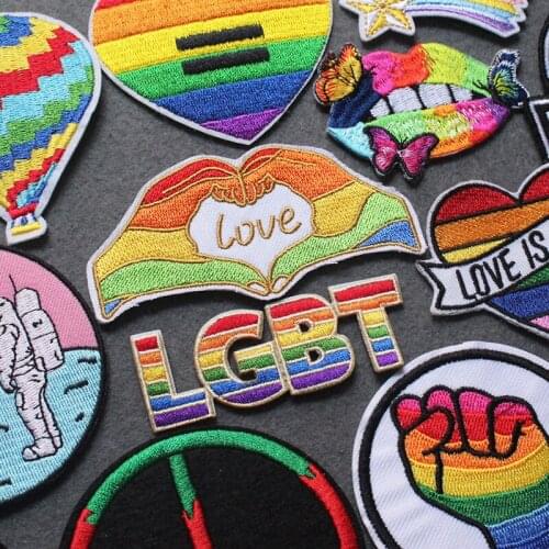 Embroidered Patch LGBT Patch Pride Gay Patches For Clothing Rainbow Badges Patch Iron on Patches On Clothes Stripes Accessories