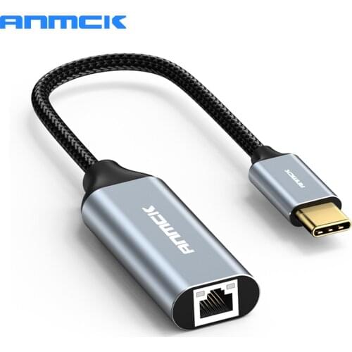 Anmck Converter Type C/Thunderbolt 3 to RJ45 Lan Adapter For MacBook Pro MacBook Pro Laptops USB C Ethernet Network Card