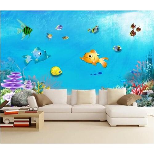 Custom photo wallpaper for walls 3 d Aesthetic cartoon childrens room underwater world kids room mural wall papers home decor