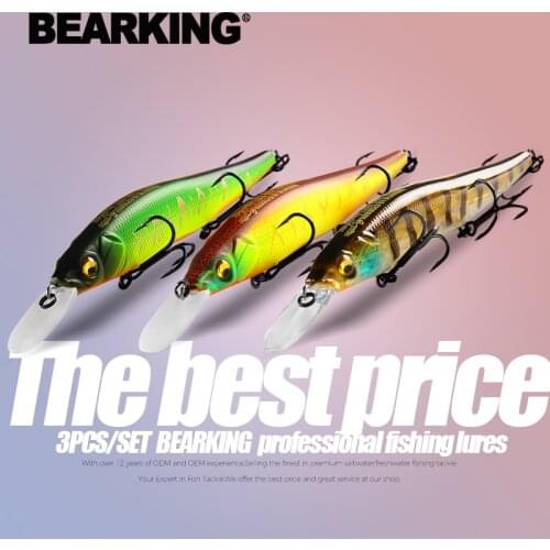 BEARKING 3pcs per set 110mm 14g hot model fishing lures hard bait quality professional minnow depth1.8m Fishing Tackle